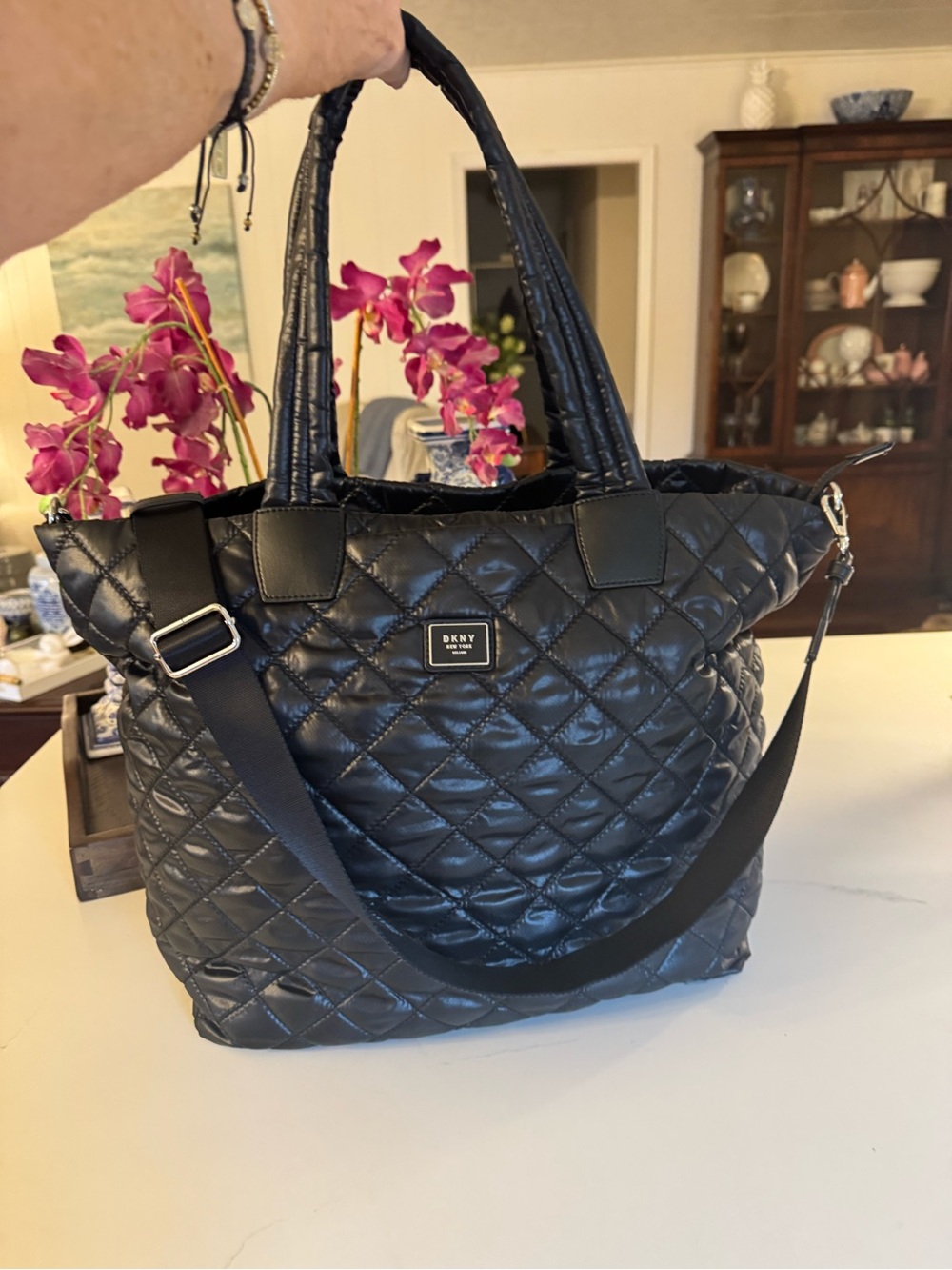 🖤 DKNY MAYA QUILTED NYLON OVERNIGHTER WEEKENDER TOTE BAG XL! 🖤🖤